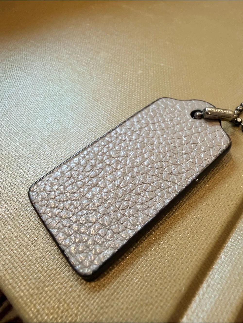 Coach Gray Leather Hangtag Keychain Bag Charm Replacement Tag Vintage